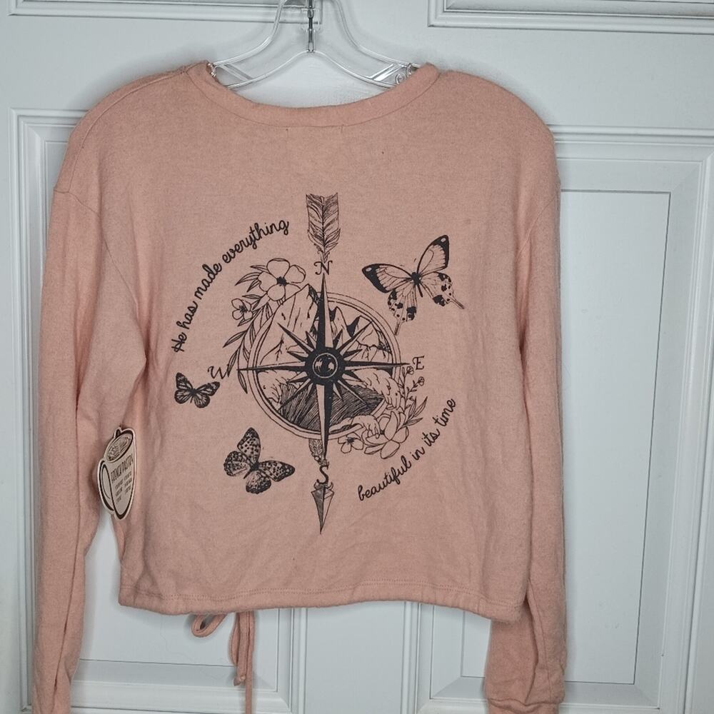 Blush Pink Cropped Sweatshirt with Ecclesiastes Quote NWT